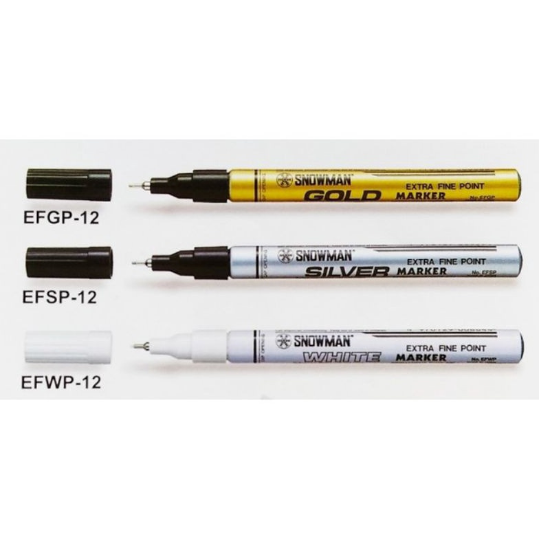 

PAKET INSTAN Spidol Cat Permanen Extra Fine Tip Snowman Gold EFGP12 Silver EFSP12 White EFWP12