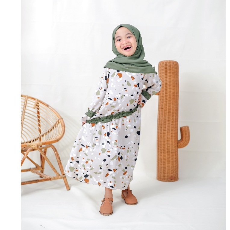 Gamis Dress Muslim Panjang Anak Perempuan Super Lucu Bahan Rayon Premium By Tralala.Clothingline