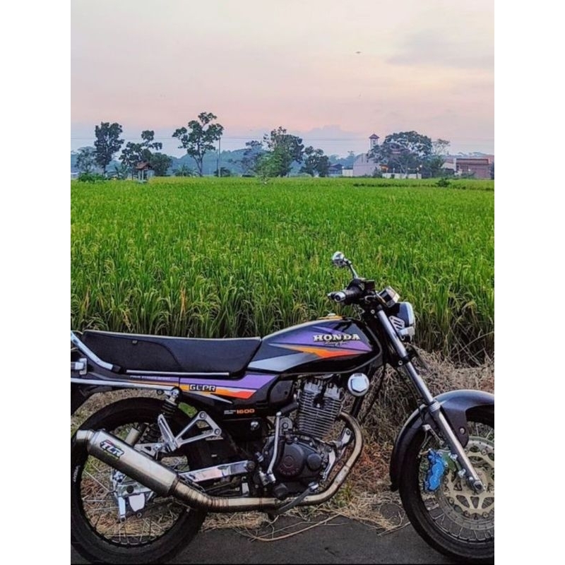 Striping lis sticker standar honda gl pro 1997 ungu oren stiker gl pro ungu oren 1997