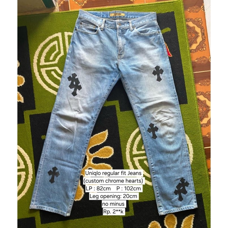 UN*QLO JEANS REGULAR FIT CUSTOM CHROME HEARTS