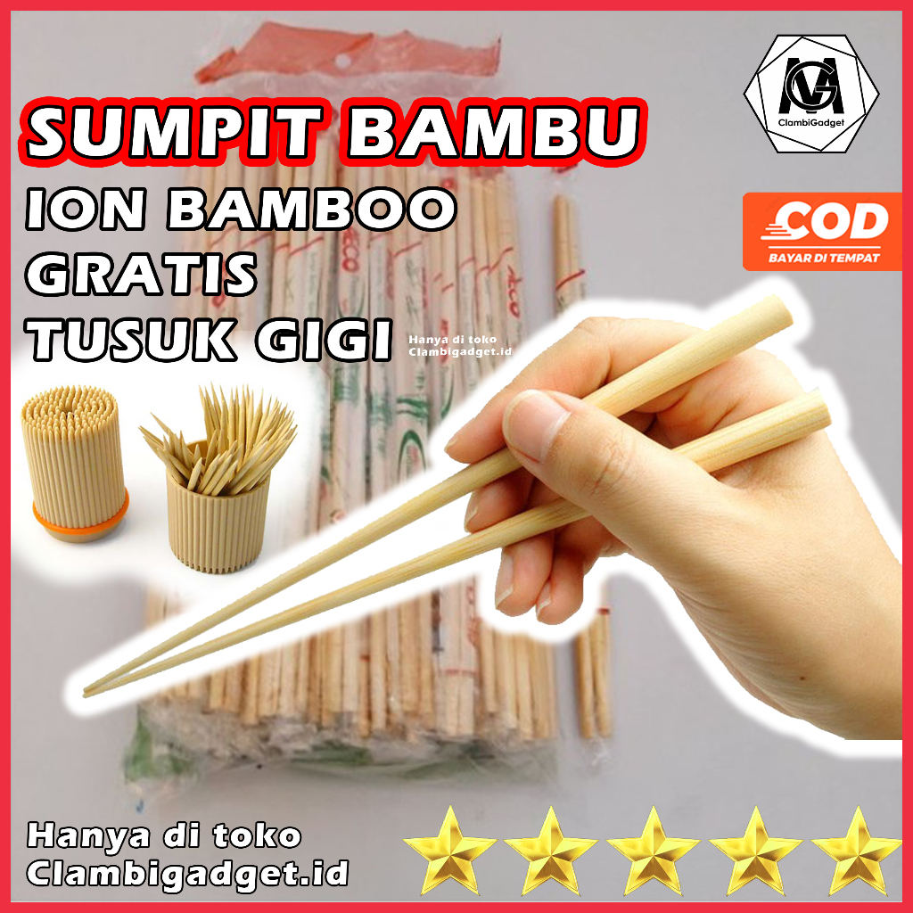 Sumpit Bambu Gratis Tusuk Gigi Sumpit Ion Bamboo Sumpit Ion 50 Sumpit Bambu isi 50 Sumpit Bambu Prem