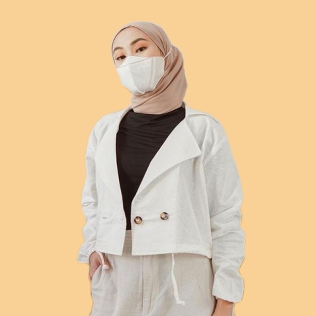 Blazer Crop Top Hijab Wanita - Atasan Modis Muslimah Outer Formal Kekinian