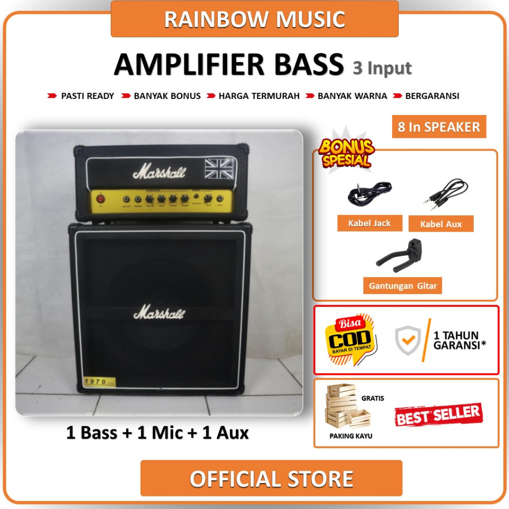 Ampli Bass & Gitar 12 Inch Bisa Untuk Karaoke 3 Input Head Cabinet Plus Input Mic Ada Efek Distorsi 