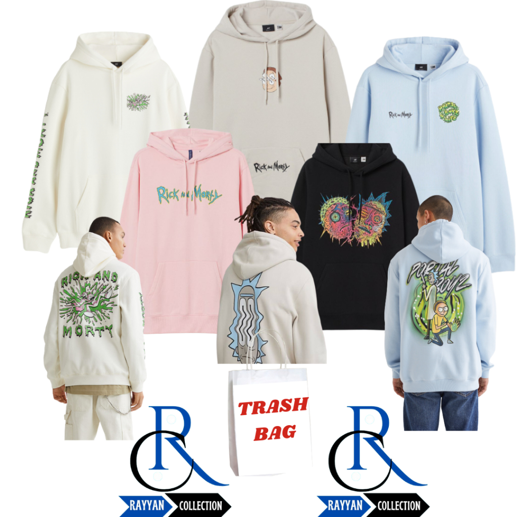 Hoodie pria wanita hoodie hm Rick and morty white sablon wanita pria ful tag