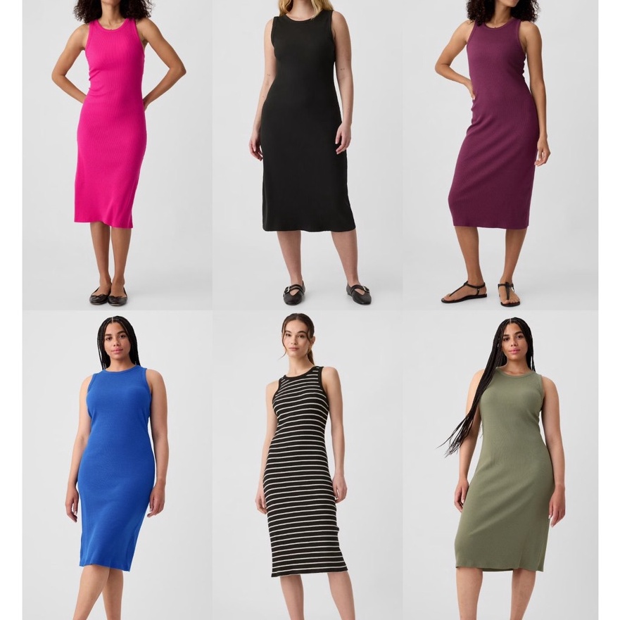 Diskon GAP Ribbed Midi Tank Dress