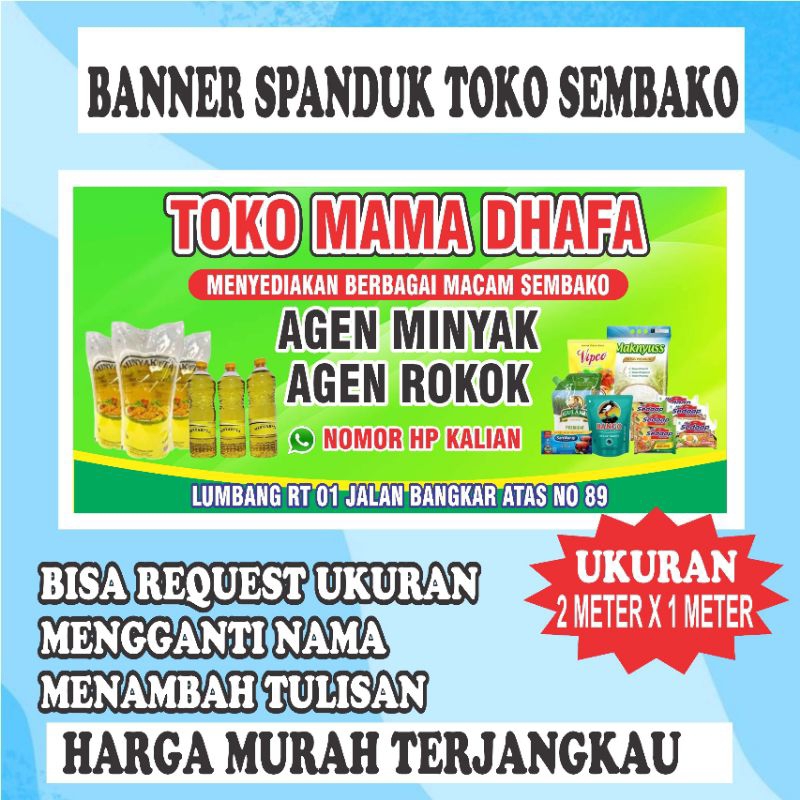 SPANDUK BANNER WARUNG SEMBAKO ATAU TOKO SEMBAKO MURAH TERJANGKAU
