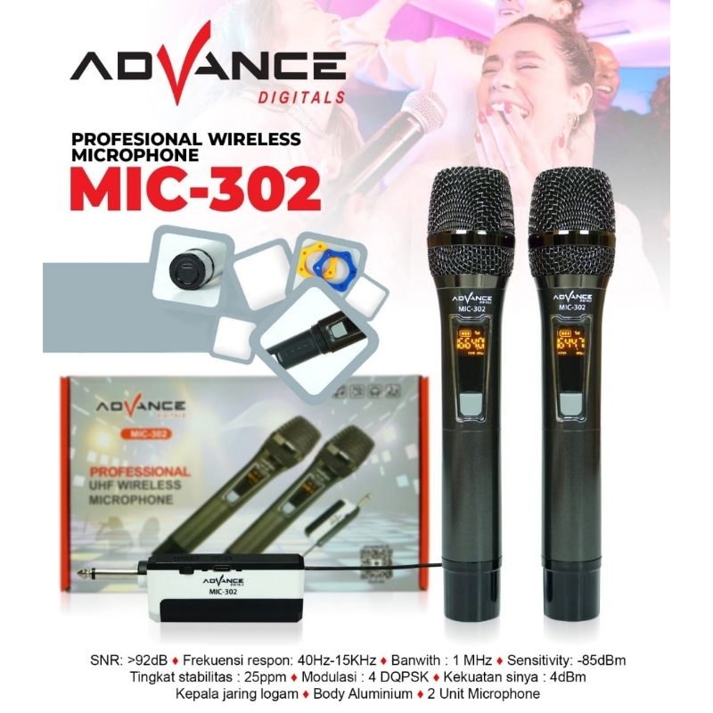 ADVANCE PROFESSIONAL UHF WIRELESS MICROPHONE MIC-302