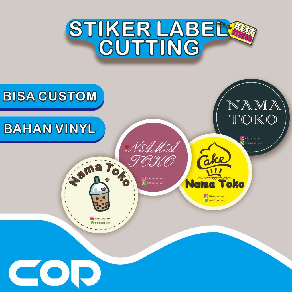 

Custom cutting stiker label kemasan bahan vinyl