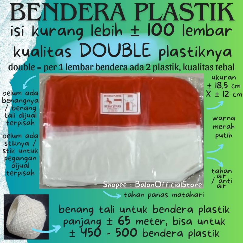 Dirgahayu Bendera isi 100 bahan plastik # belum termasuk tali # Bendera dengan Benang Tali Dijual Te