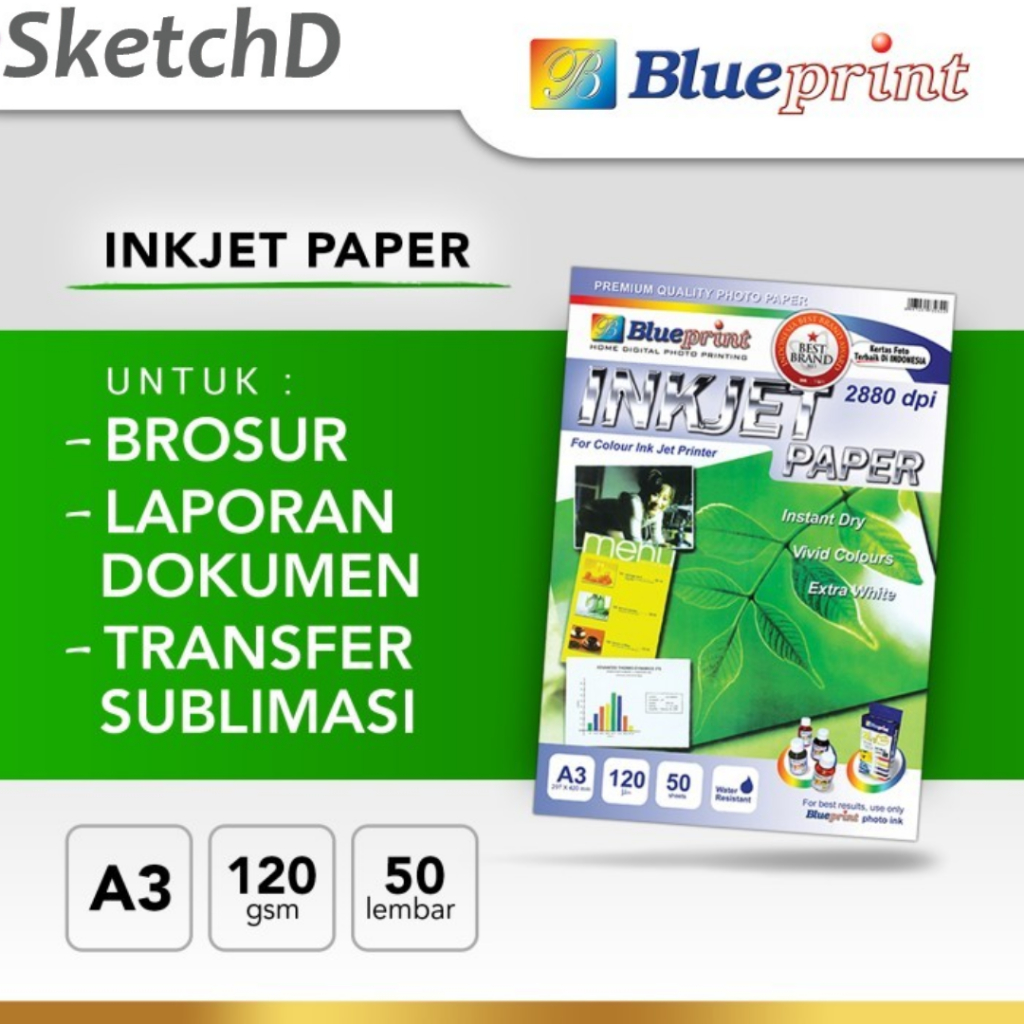 Kertas Foto Inkjet A3 120gsm Blueprint Paper Photo 50 lembar