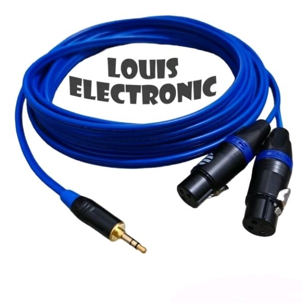 Kabel Jack HP / Laptop ke Mixer Jack Aux 3.5mm to 2 Canon Xlr Female 5 Meter