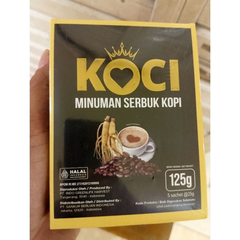 

kopi koci minuman serbuk kopi extra ginseng stamina HALAL dan BPOM 1 box isi 5 sachet original 100%