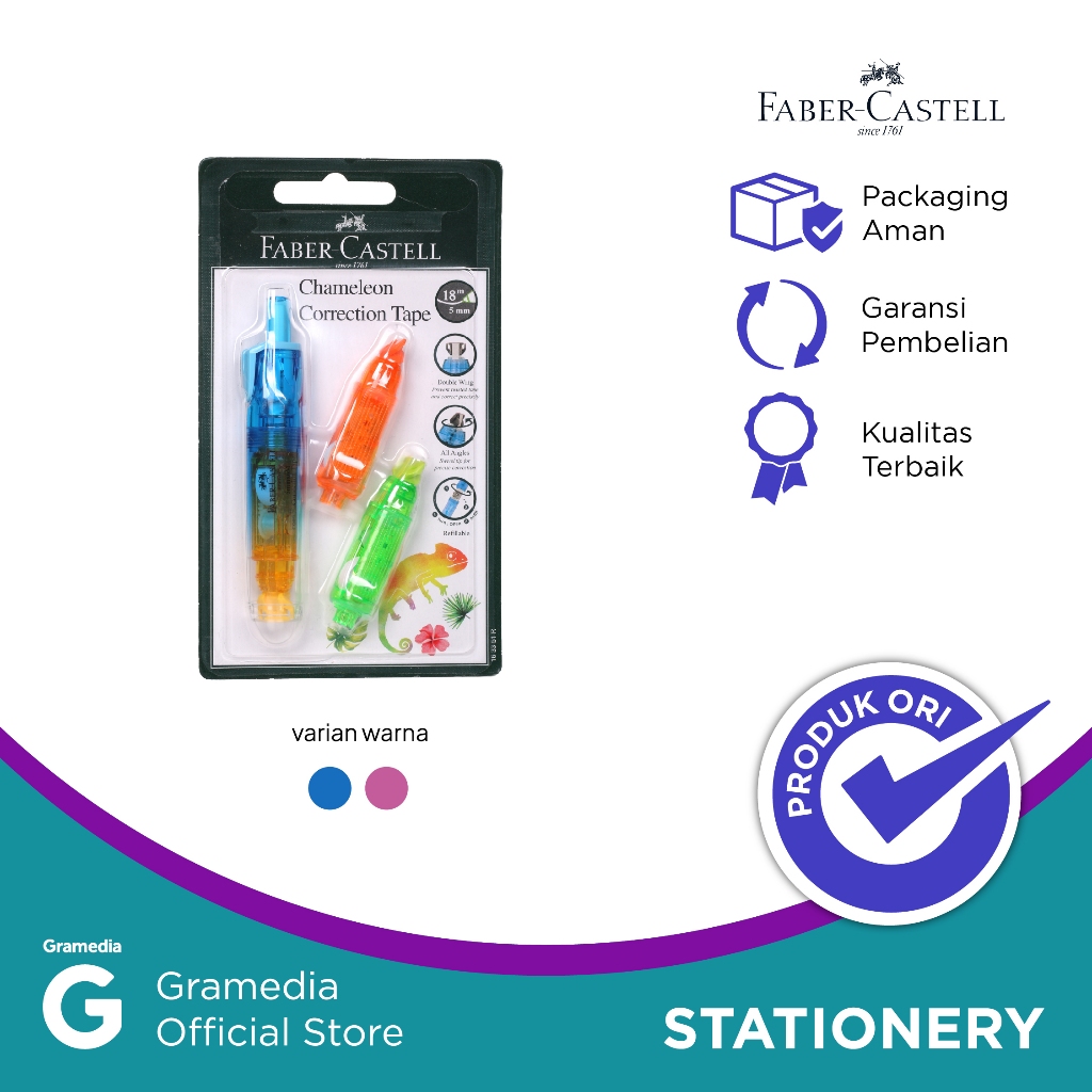 

FABER CORRECTION TAPE CHAMELEON+2REFILL BARREL BLUE 163351R