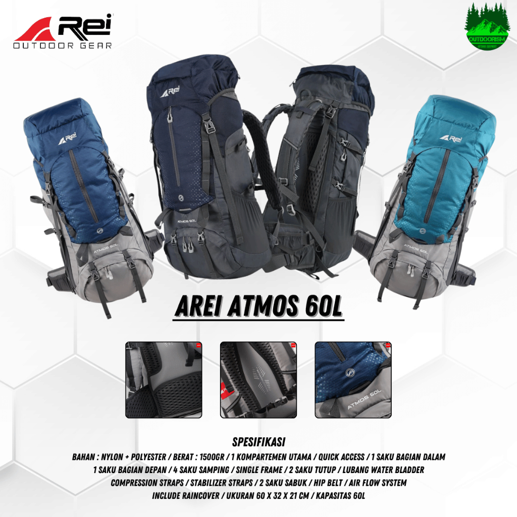 Tas Gunung Arei  Atmos 60L / Carrier Seven Summits Kapasitas 60L / Carrier Arei Atmos 60L