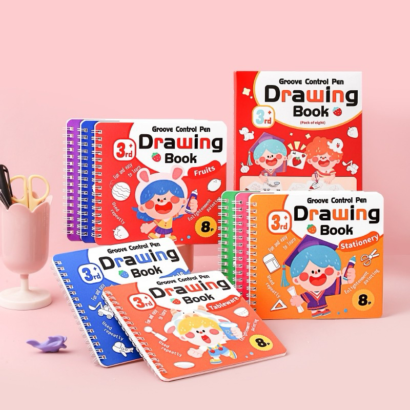 

BAS DRAWING BOOK 1 Paket isi 4 BUKU +PULPEN/PENA / Buku Mewarnai Anak Coloring Book Berbagai Tema Buku Gambar Mewarnai