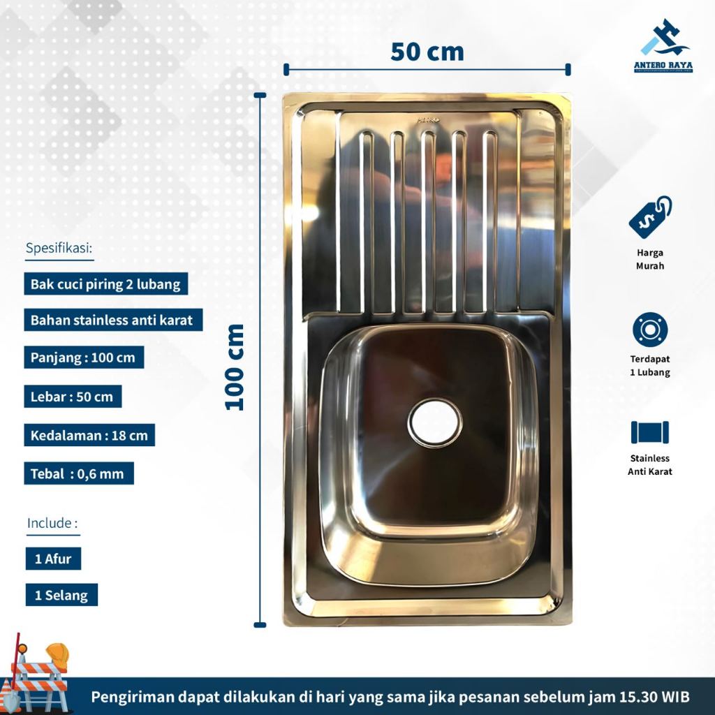 Wastafel Bak Cuci Piring Stainless Kitchen Sink Metro Premium M10050
