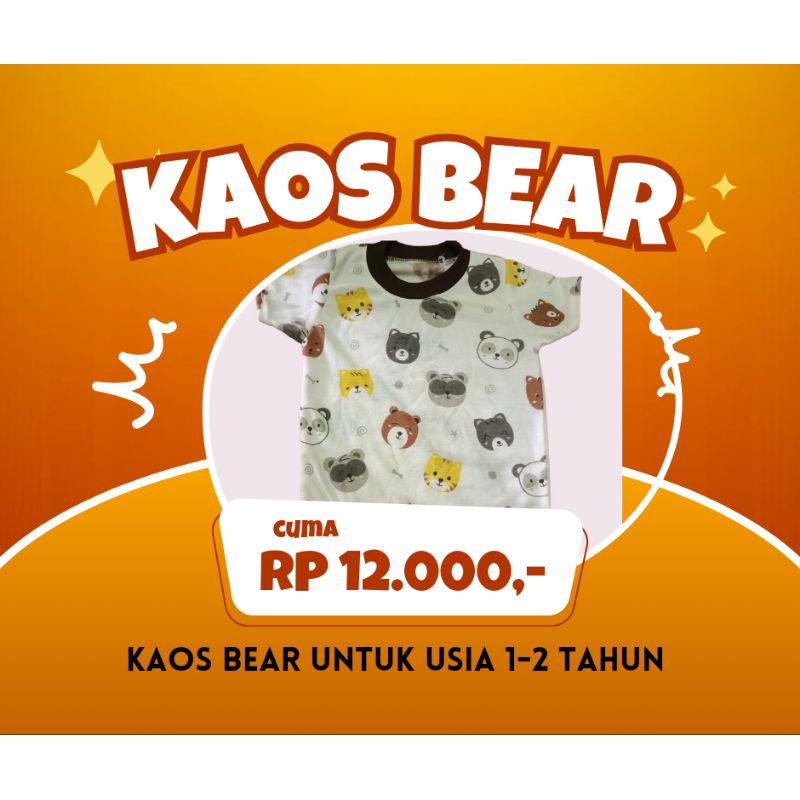 Kaos bayi Baju oblong bayi Kaos harian bayi motif bear