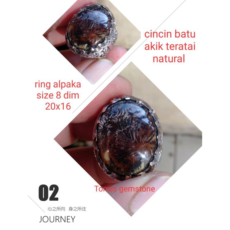 Cincin batu akik teratai hitam natural 51