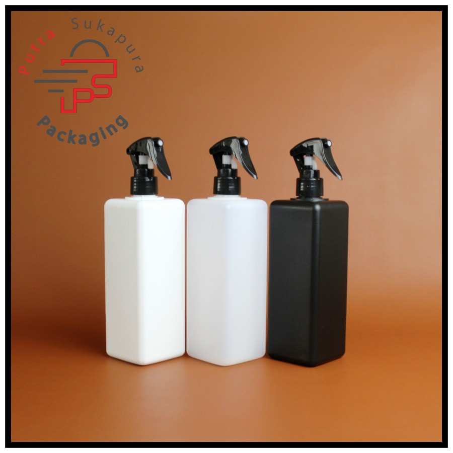 botol spray triger 500ml hdpe kotak/botol triger 500ml/triger hitam dw