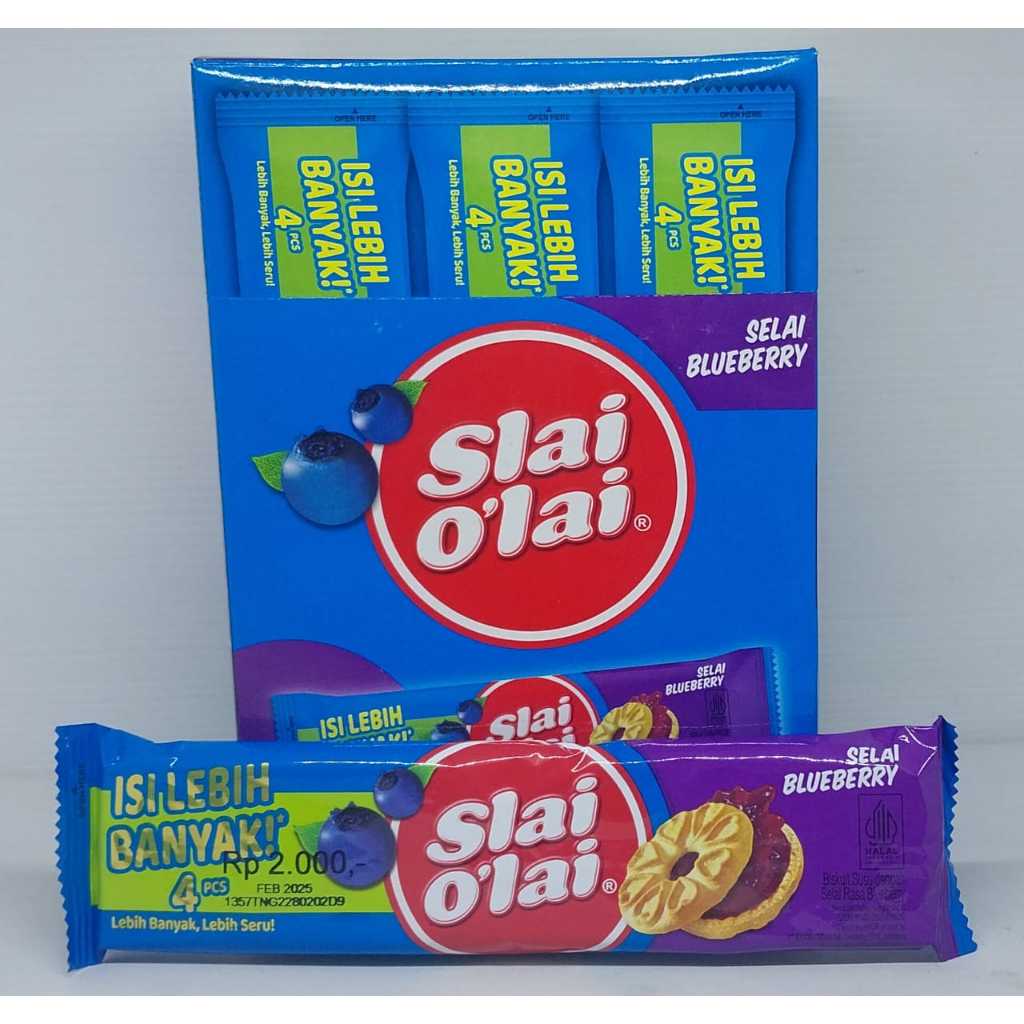 

Slai Olai Jajanan Biskuit Susu dengan Selai Varian Rasa Nanas, Bluberry, dan Strawberry Isi 4pcs Jajan 2000an