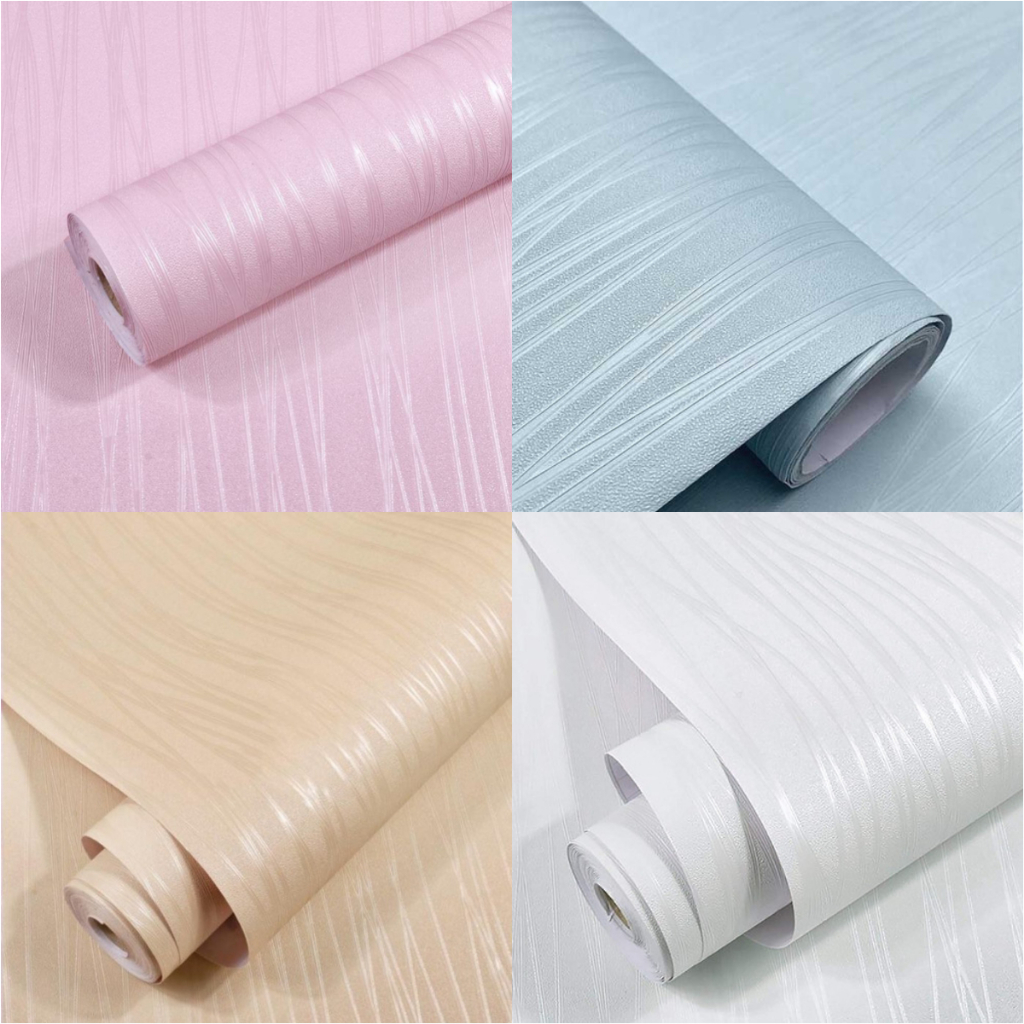 Wallpaper Dinding Aesthetic Wallpaper uk 45cmX 4M-5M Ruang Tamu Wallpaper 3d Motif Salur Ulir Silver