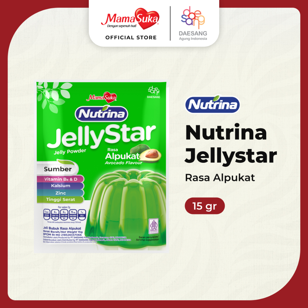 

MamaSuka Nutrina Jellystar Bubuk Jelly Agar-Agar Rasa Alpukat 15g