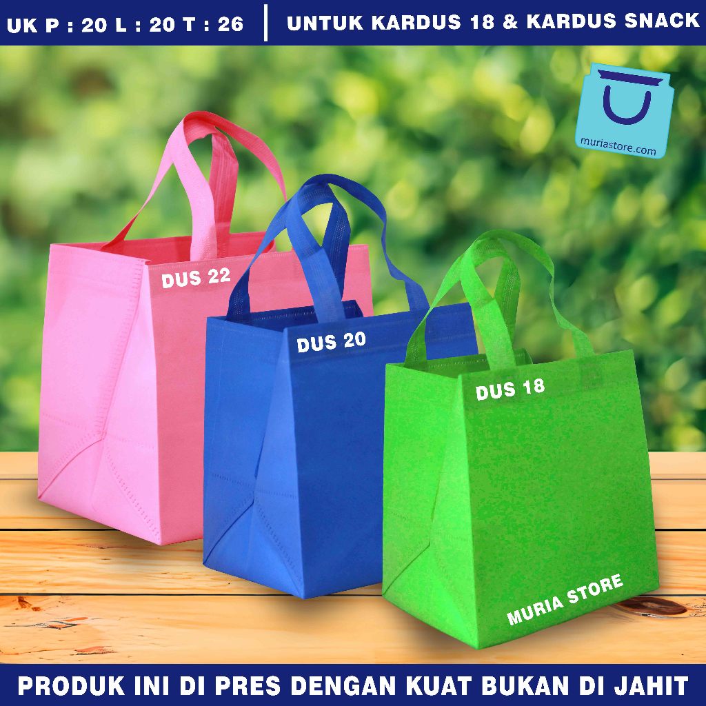 

Tas Polos Untuk Box Nasi ukuran / Tas Polos Hampers / Bisa Custom Desain / Order Minimal 1 LUSIN