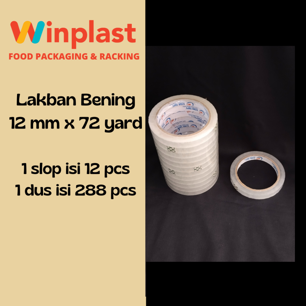 

Lakban / Isolasi / Selotip 12 mm x 72 yard