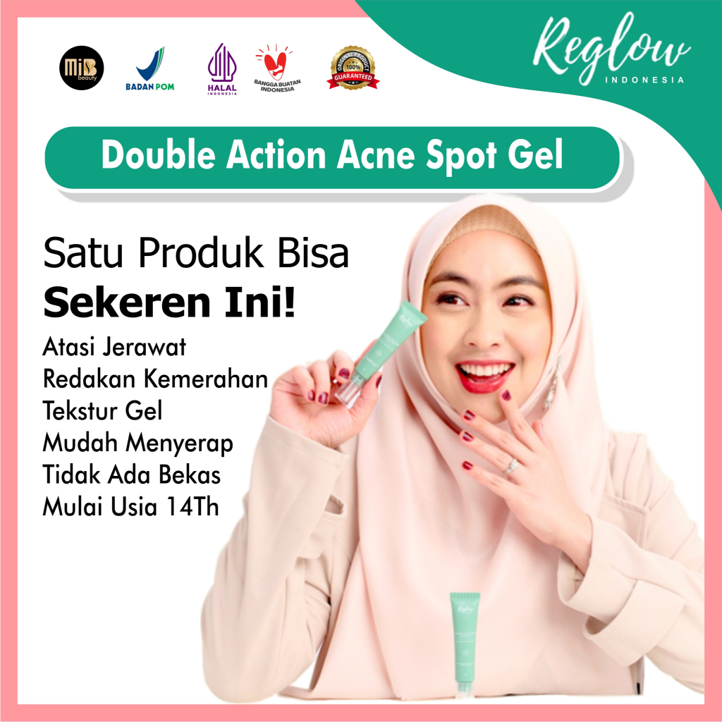Reglow Double Action Acne Spot Gel Obat Jerawat | Vitamin E | Original by dr.Shindy Perawatan Kulit 15 ml
