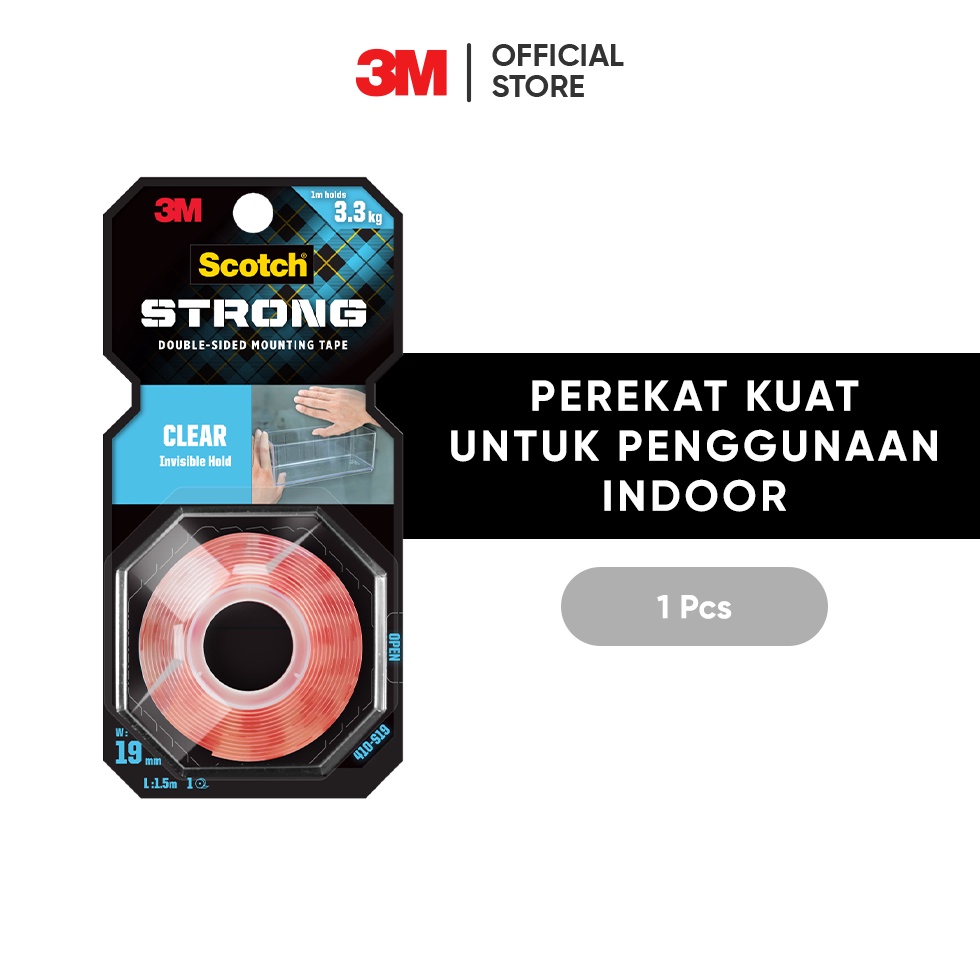 

KODE J43F 3M Scotch Double SidedMounting Tape Menahan hingga 33kg 1 pc Transparan Untuk pengunaan dalam ruangan