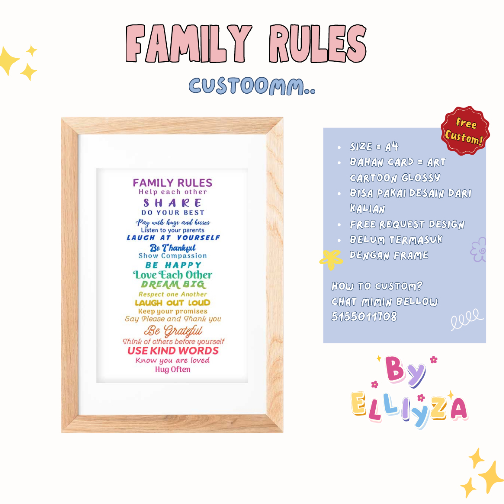 

Custom Cetak Family Rules | Aturan di Keluarga | Home Rules