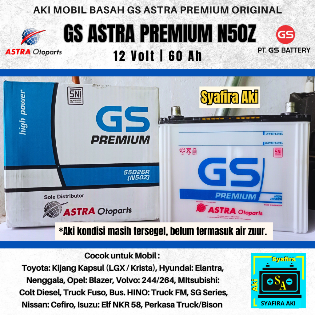 AKI GS PREMIUM N50Z / 55D26R , 60 AMPERE ASTRA OTOPARTS