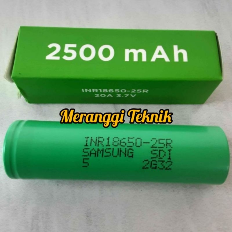 Baterai batre cas charger samsung 2500 mAh 25R untuk vape