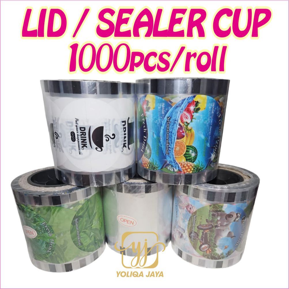 PLASTIK SEALLER CUP MURAH Plastik Lid Cup ISI 1000pcs Motif, Drink, Teh, Polos, Bauh, Kartun
