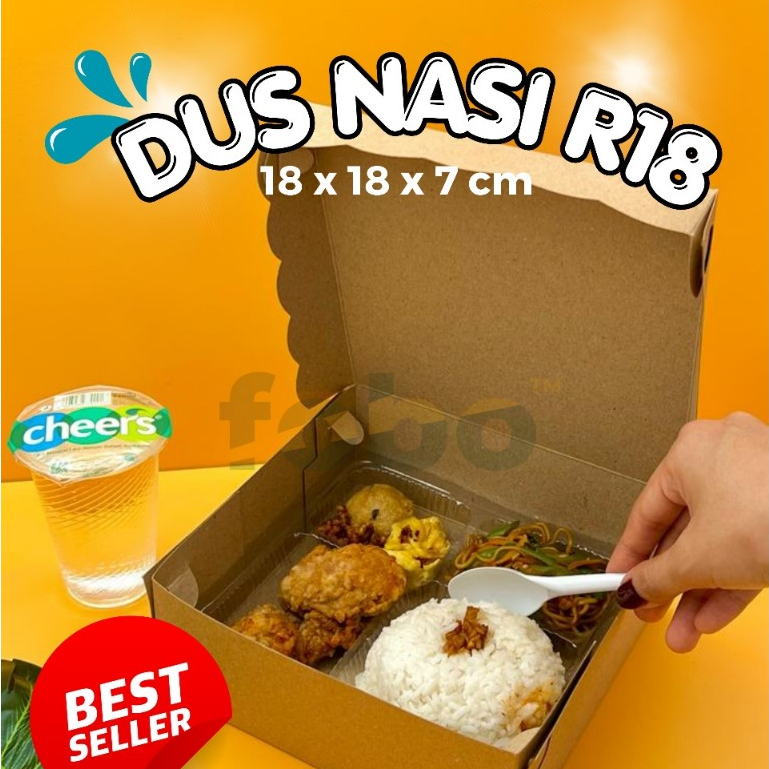 DUS NASI DUS HAJATAN 18x18 / 20x20 / NON-LAMINASI / NASI KOTAK COKLAT / DUS NASI RENDA / BOX CATERIN