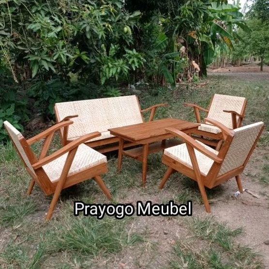 kursi tamu jengki rotan vintage jadul antik kuno kayu jati Jepara kursi lawasan repro