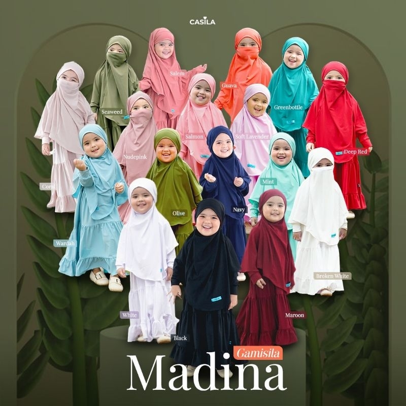 Gamisila Madina Series by Casila Set khimar | Gamis Anak Syar'i