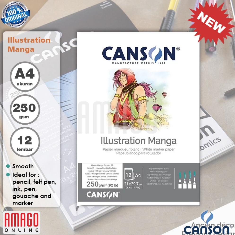 

KODE G42W Buku Gambar CANSON Illustration Manga 12 sheets ukuran A4 25 gsm Pad 23872