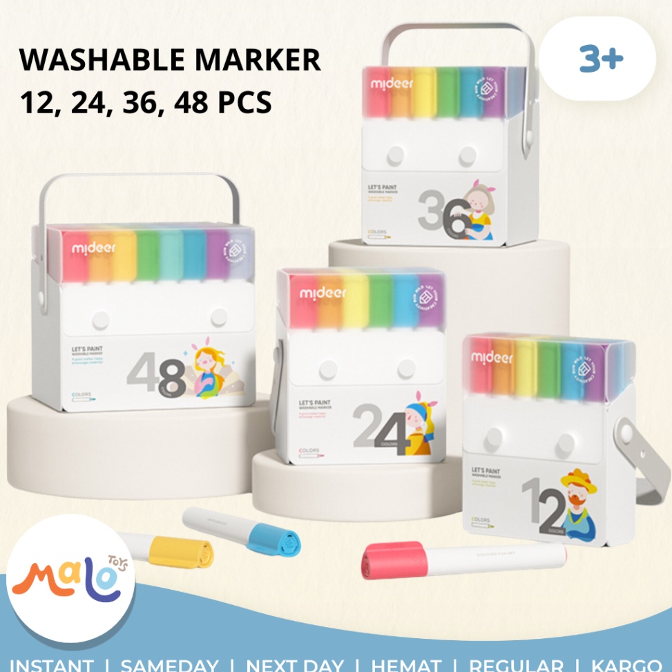 

KODE L49T MALOTOYS Mideer Washable Marker Spidol 12 24 36 48 Warna 12 24 36 48 pcs Color Colors Nontoxic Colour Mewarnai Menggambar Mainan Prakarya Malo Toys