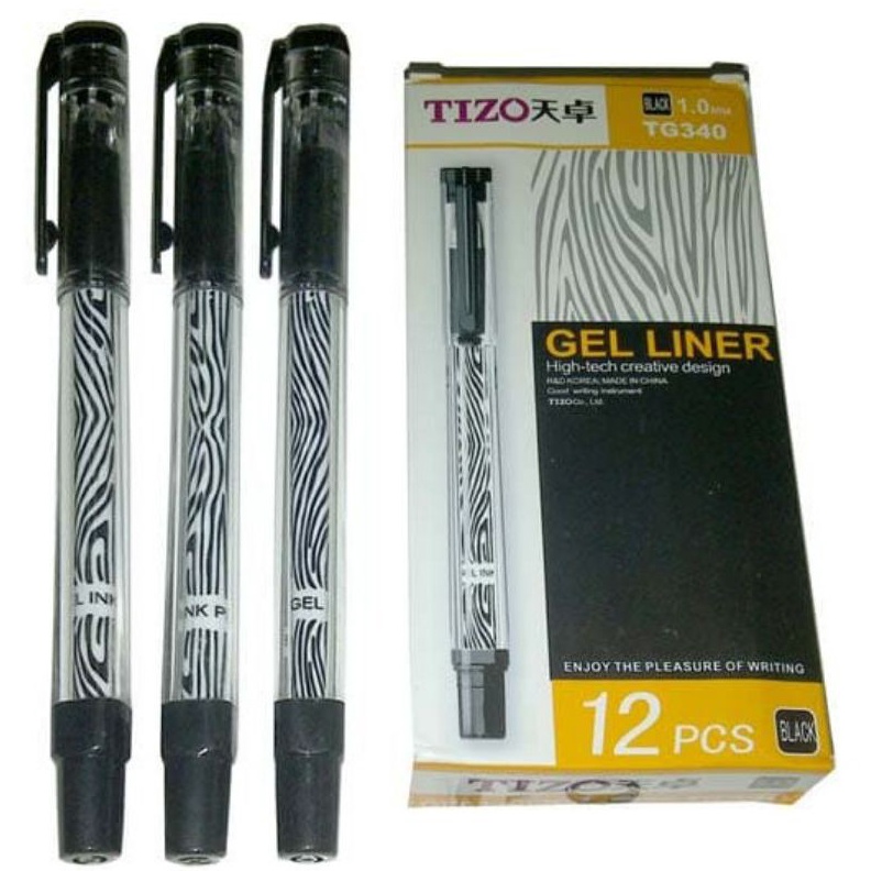 

KODE J34S Pen Gel Tizo 34 Hitam Isi 12 Pcs