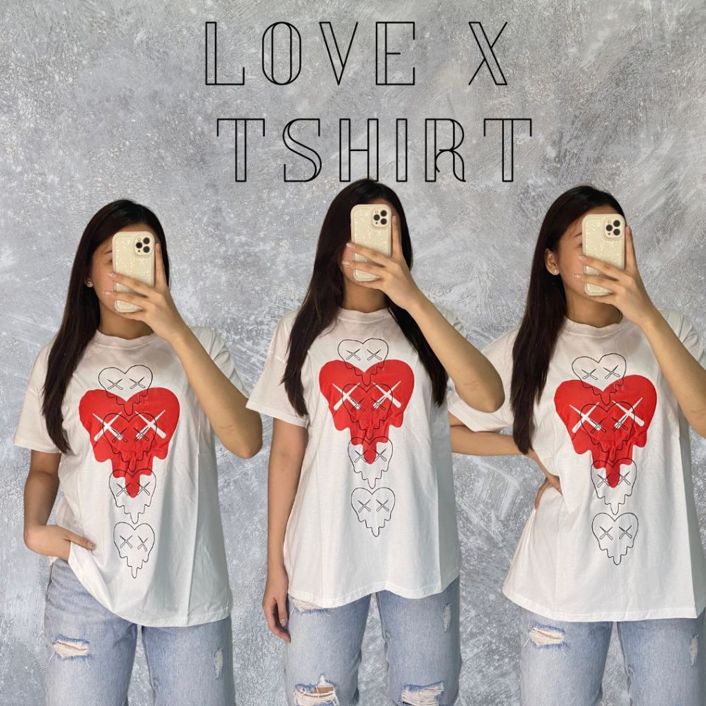 Kaos Love X Tshirt | Kaos Wanita Overisize Bigsize Jumbo | Kaos Unisex | Kaos Banjarmasin Ready | Ka