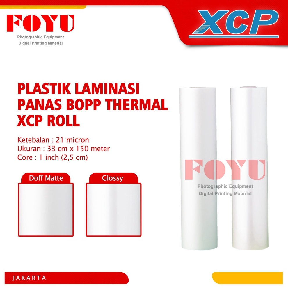 

KODE P4X Plastik Laminasi Panas BOPP Thermal XCP Roll 21 mic 33CM x 15M