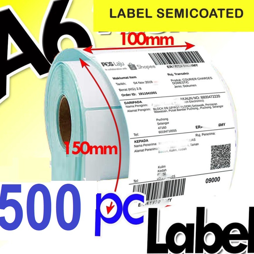 

KODE D94X Bozzbuy SMARTCOM Label STICKER THERMAL BARCODE 1x15mm 1x15cm isi 5 PCS Size A6