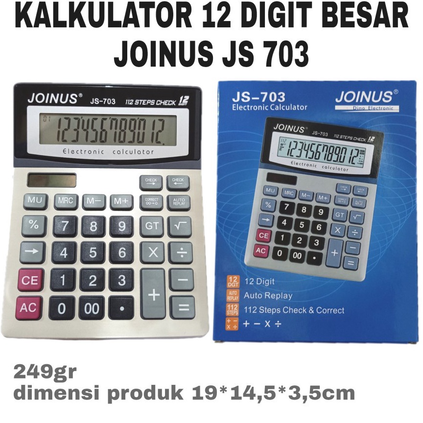 

KODE G55R KALKULATOR BESAR 12 DIGIT JOINUS JS 73 CALCULATOR DESKTOP DAGANG CHECK CORRECT AUTO REPLAY