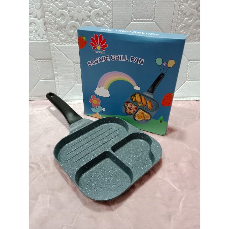 Wajan Panci Pan Panggang Pancake Telur 3 Slot Keramik Egg Grill Pan Bentuk Love -