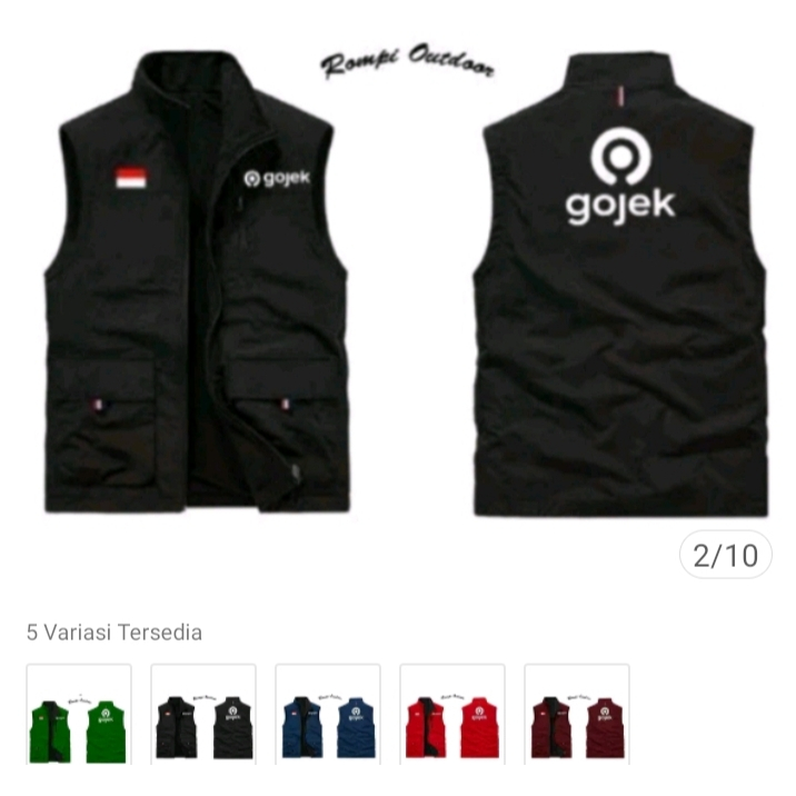 Promo Jaket Rompi Pria Ojol Gojek bendera Rompy Grabbike Drive Rompi Hiking Pria Terbaru Rompi Grab 