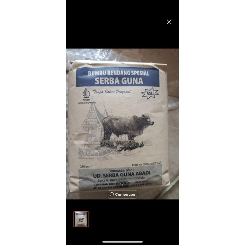 

serba guna pamasa bumbu rendang asli 250 gram