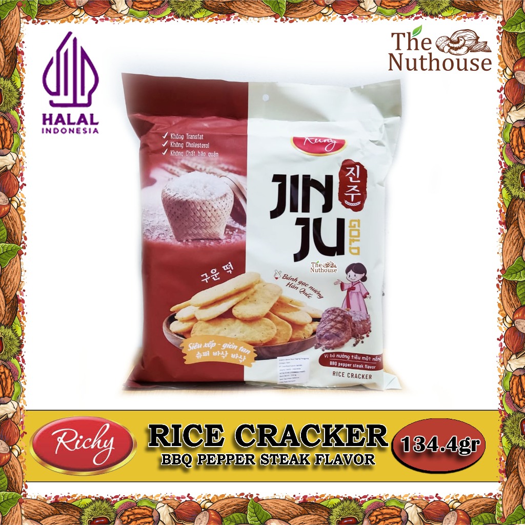 

Richy Jin Ju Gold Rice Cracker BBQ Pepper Steak Flavor / Kerupuk Nasi [HALAL]