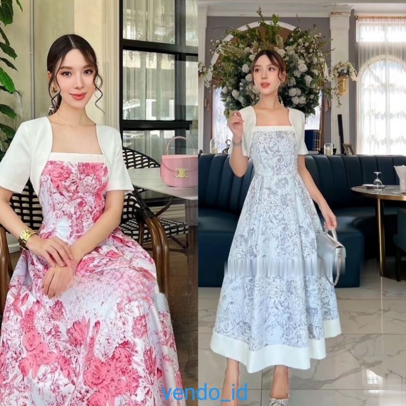 blazer dress motif floral flower vintage simple korean paris parisian europe eropa vintage klasik cl