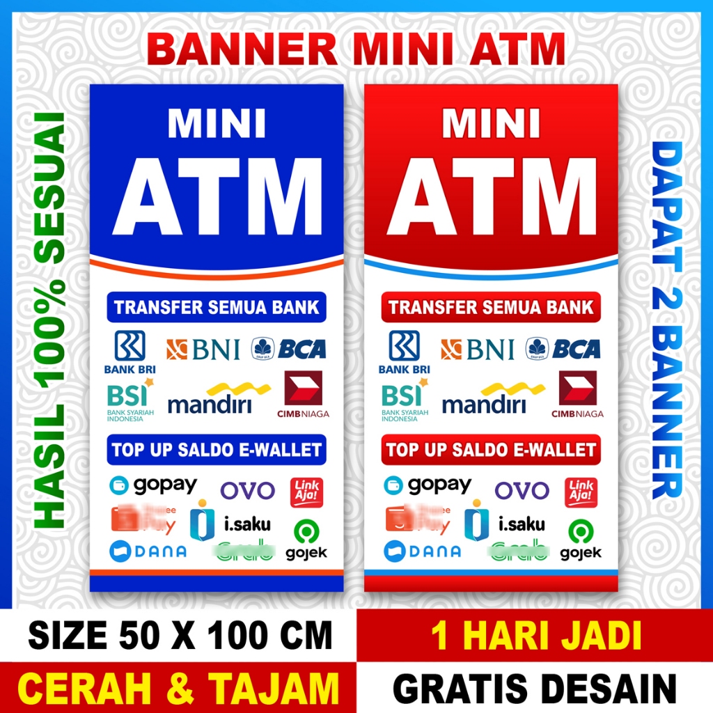 Banner Mini ATM / Spanduk Agen BRILink Tebal Bahan 280 GSM